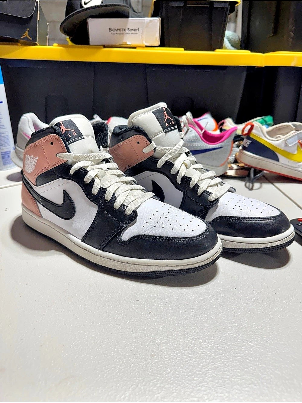Nike Air Jordan 1 Mid High-Top Sneakers in Black & White